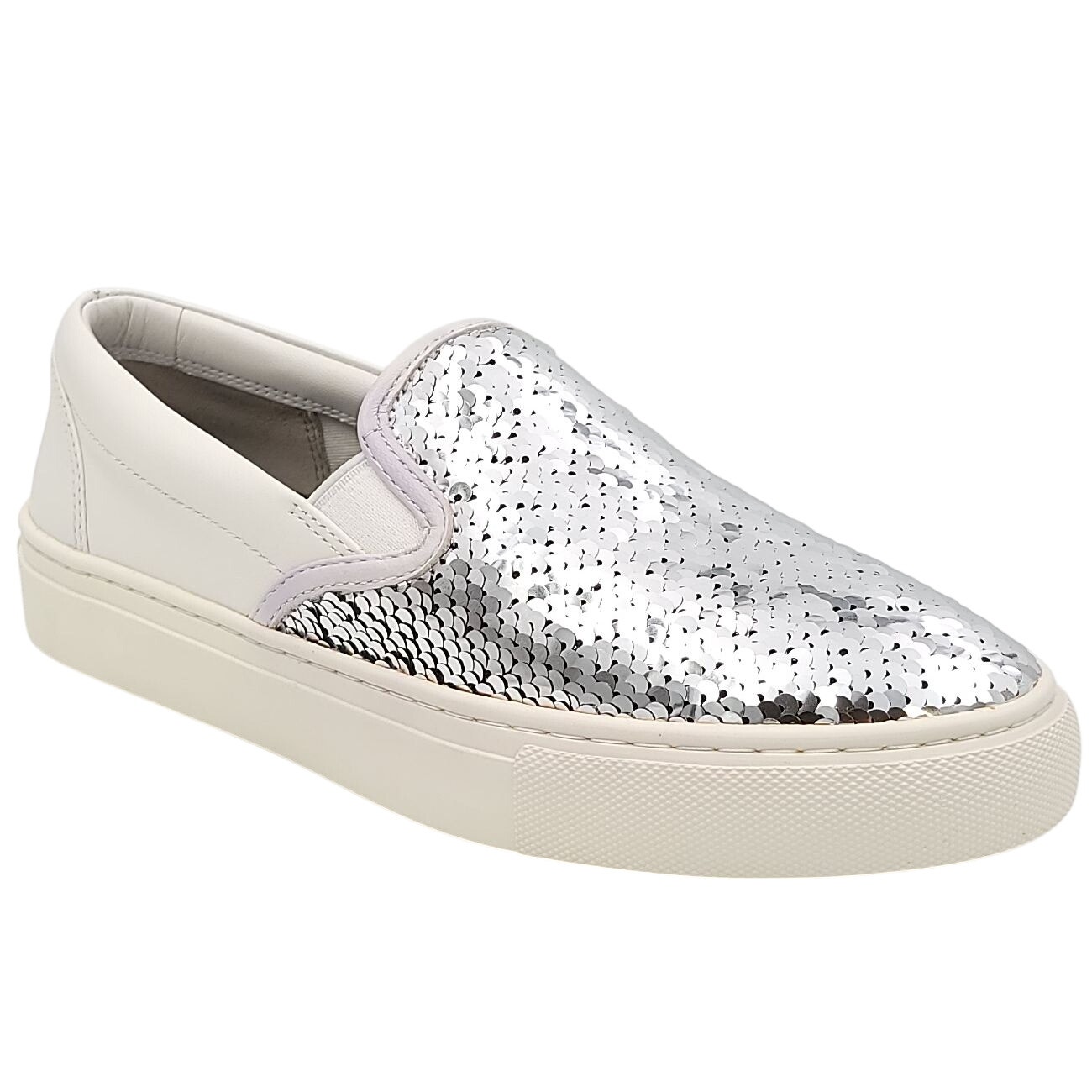 Tory Burch Women Carter Us 6m Slip On Sneakers Silver Sequins Snow White